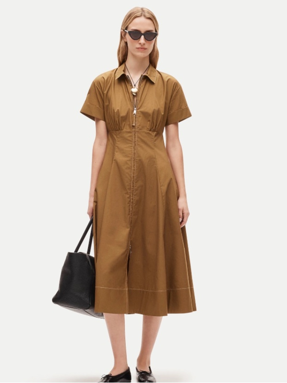 J crew aged pine Arden shirt-dress in cotton poplin
